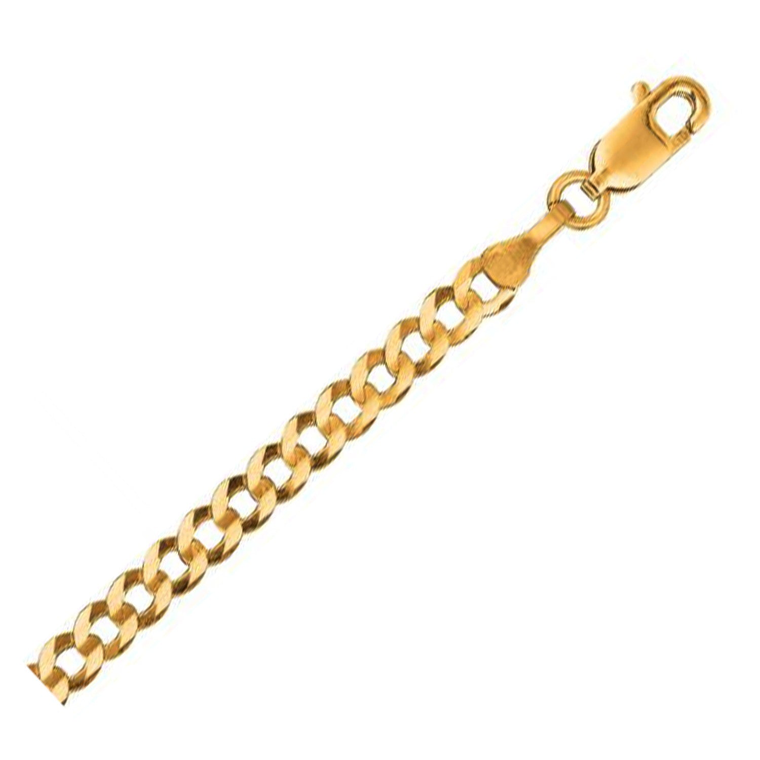 14k yellow gold solid curb chain with a lobster clasp.