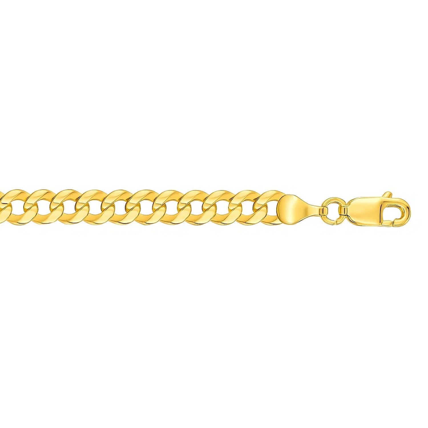10k yellow gold curb bracelet with a lobster clasp.
