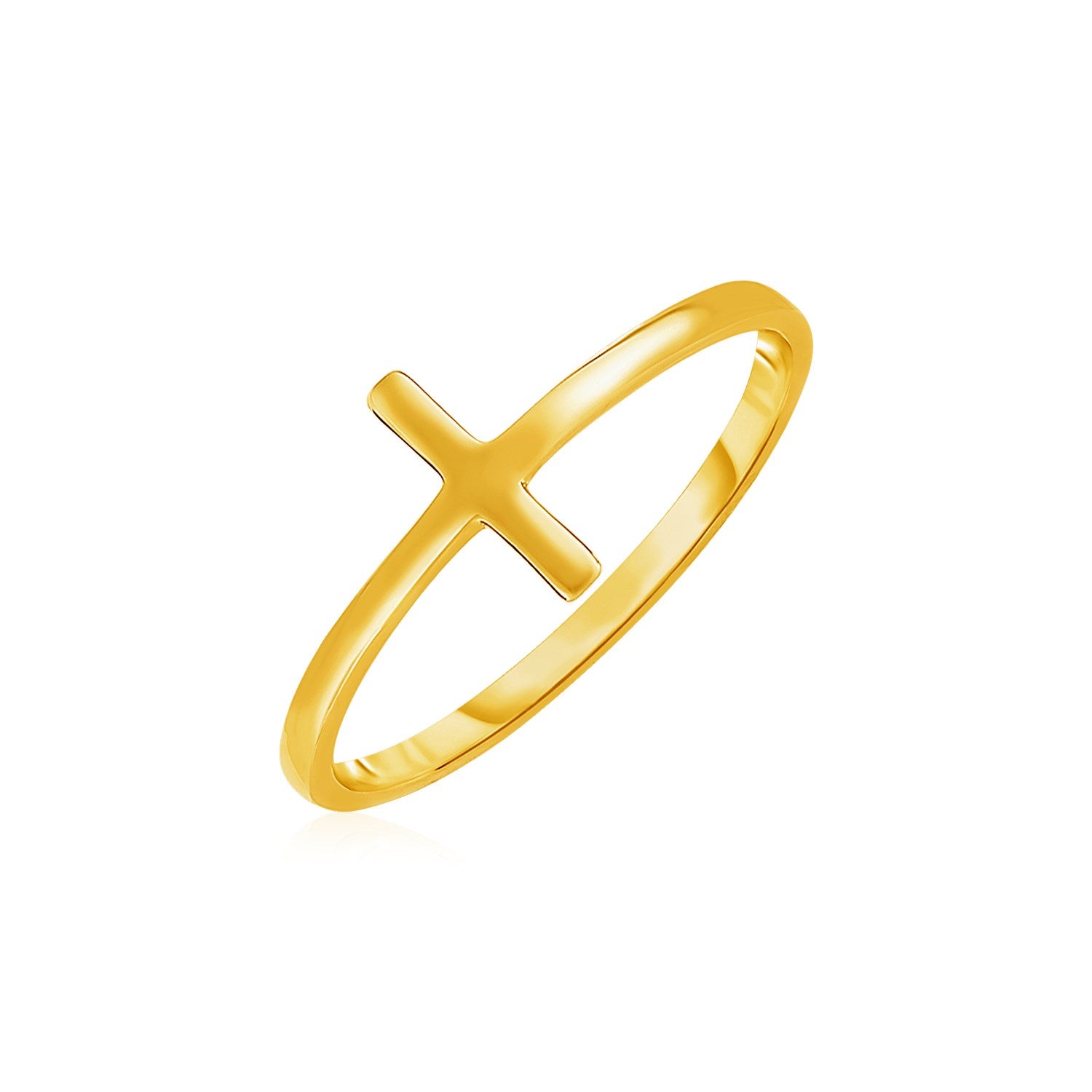 14k yellow gold ring with a cross motif.
