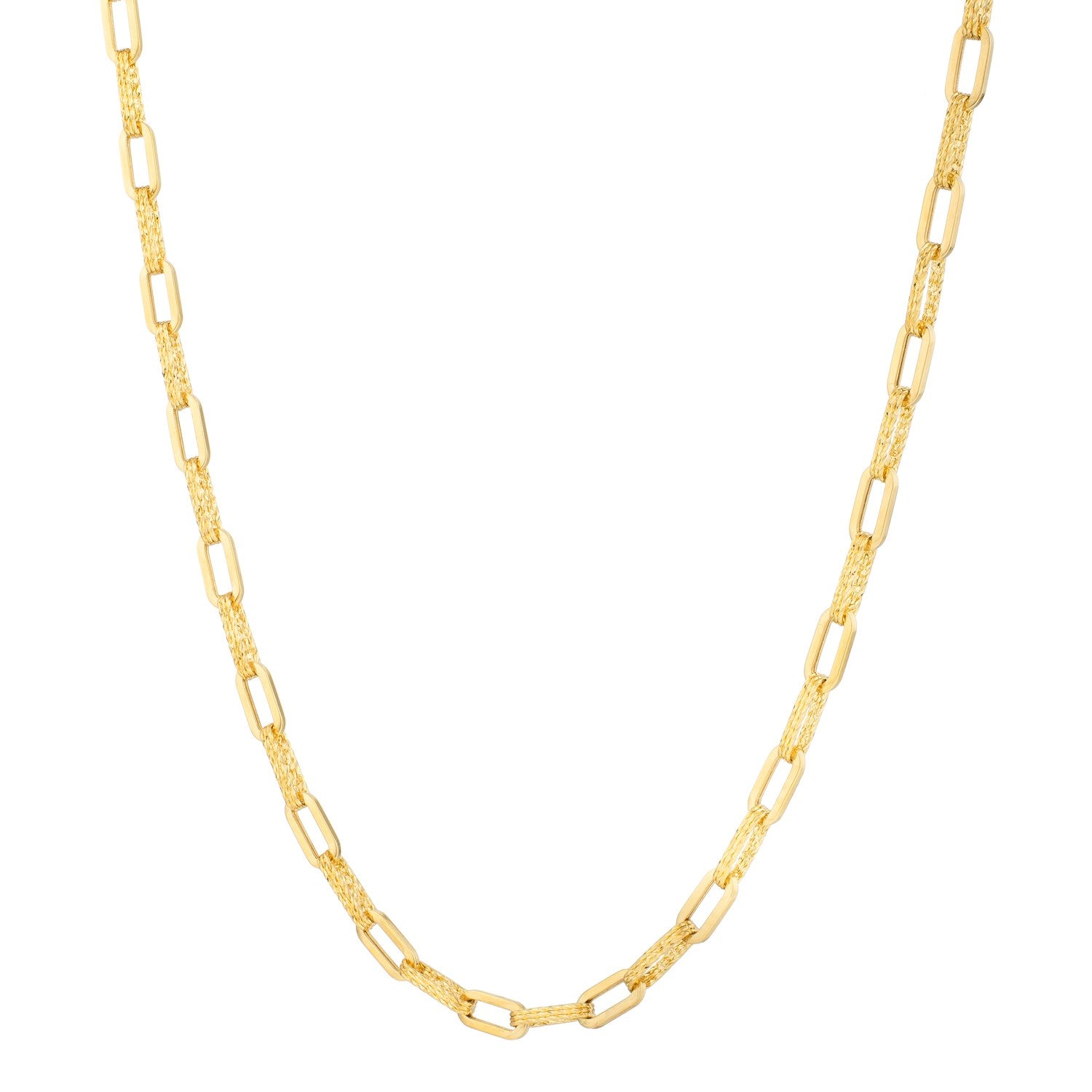 14k yellow gold diamante paperclip chain necklace.