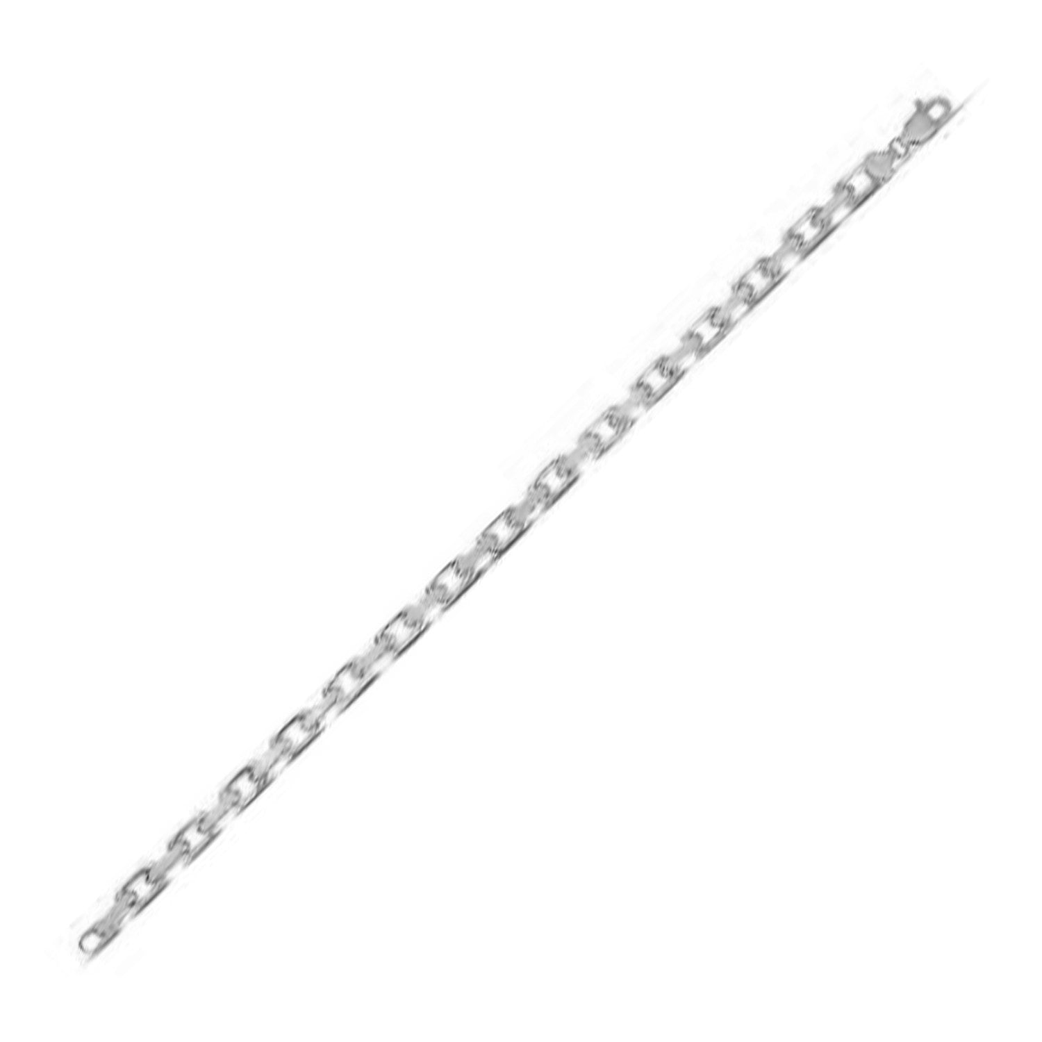 A 14k white gold French cable chain bracelet with a lobster clasp.