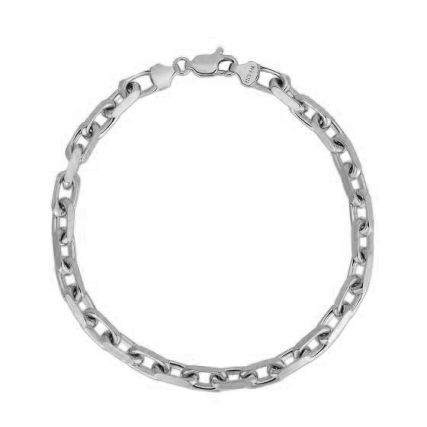 14k white gold French cable chain bracelet with a lobster clasp.
