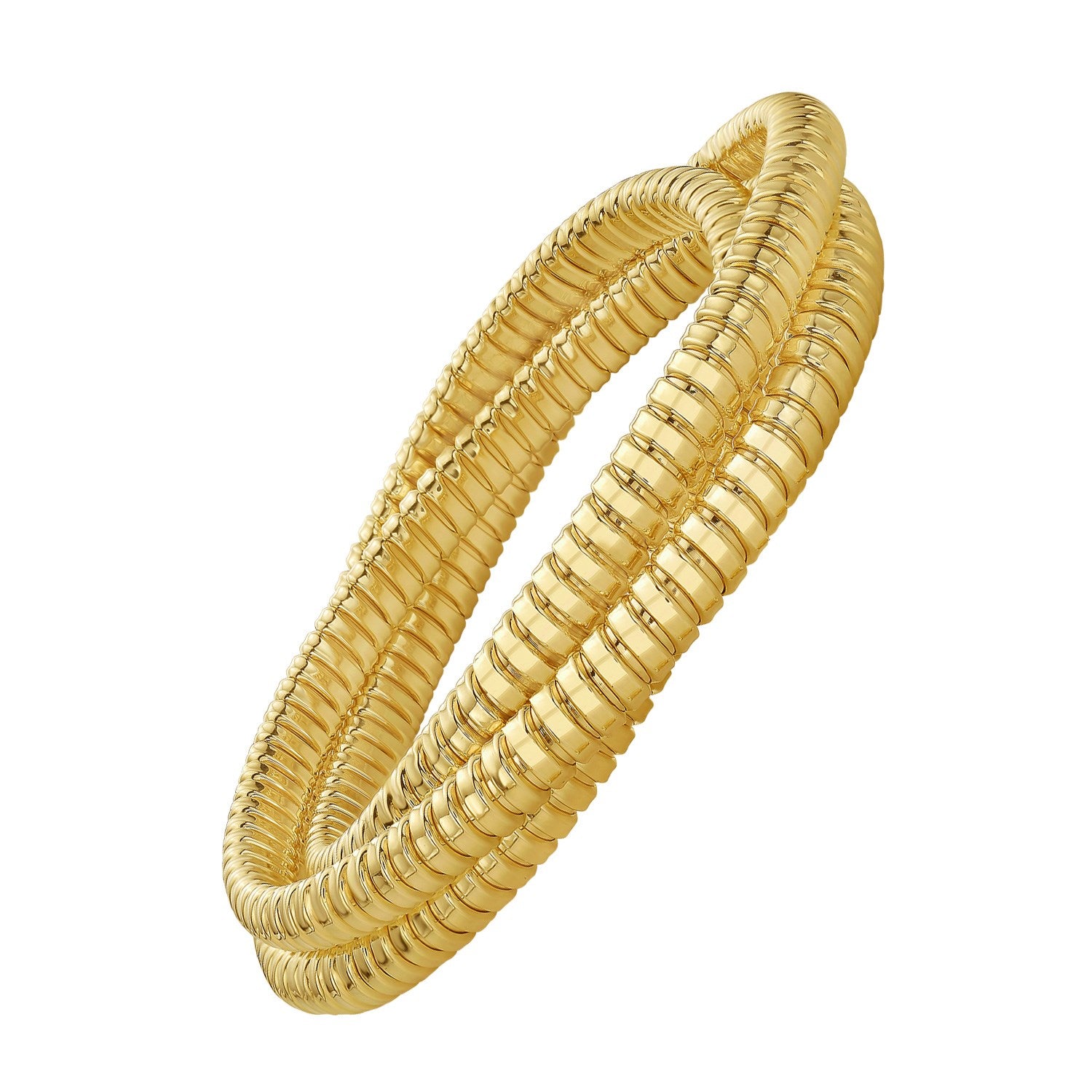 14K yellow gold triple wrap Tubogas bangle bracelet.