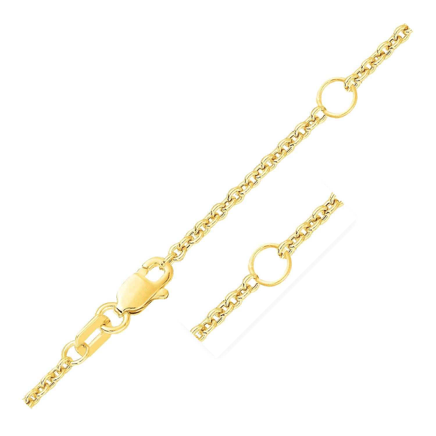 14k yellow gold double extendable cable chain with a lobster clasp.