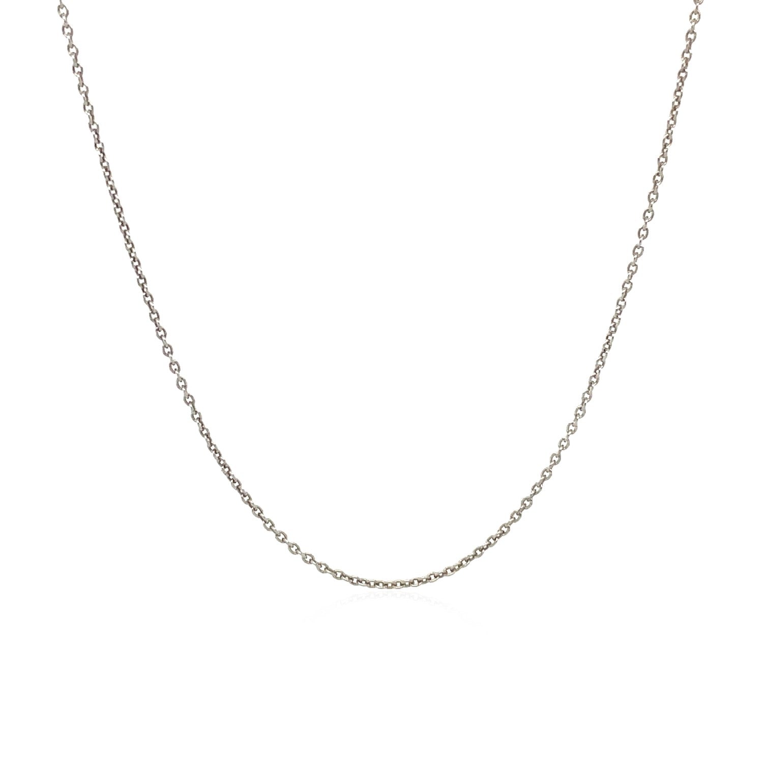 A 14k white gold round cable link chain.