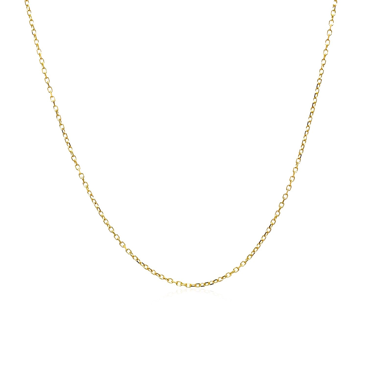 A delicate 14k yellow gold diamond-cut cable link chain.