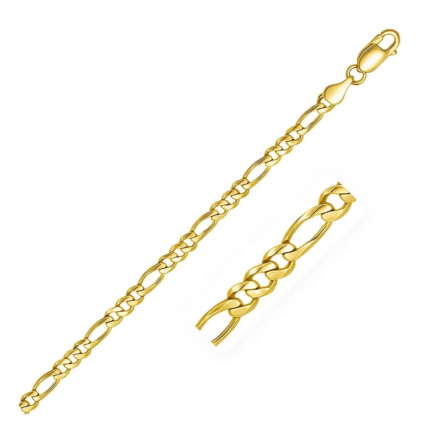 10k yellow gold Figaro link bracelet with a lobster clasp.