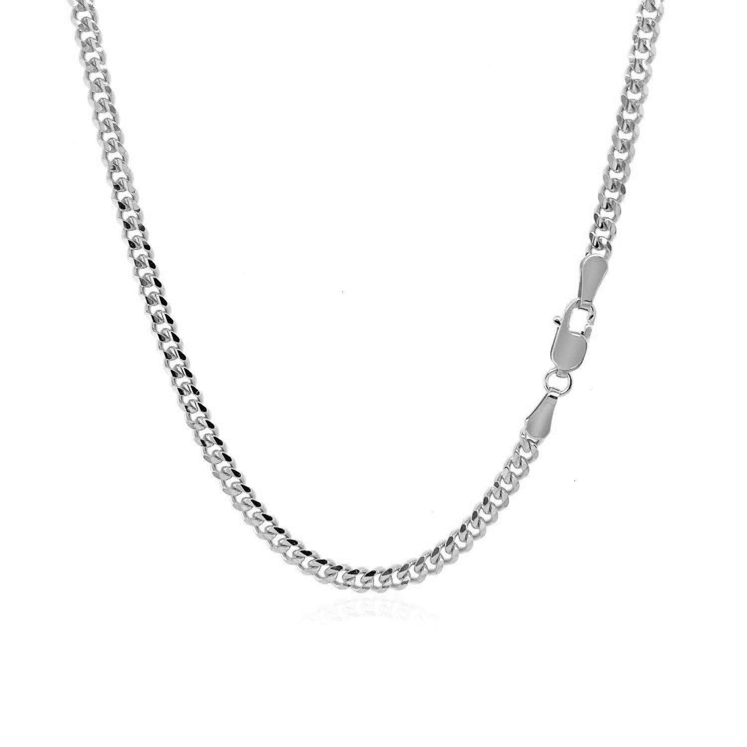 14K white gold gourmette chain with a lobster clasp.