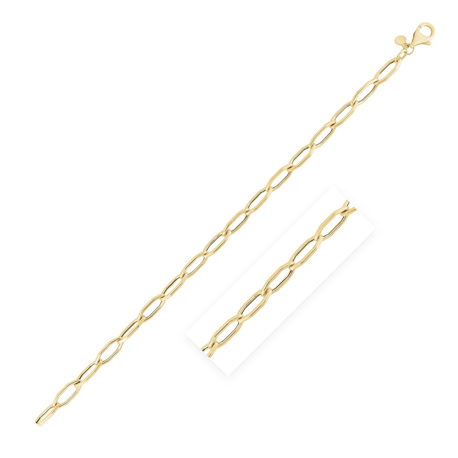 14k yellow gold high polish hexagon link chain with a lobster clasp.