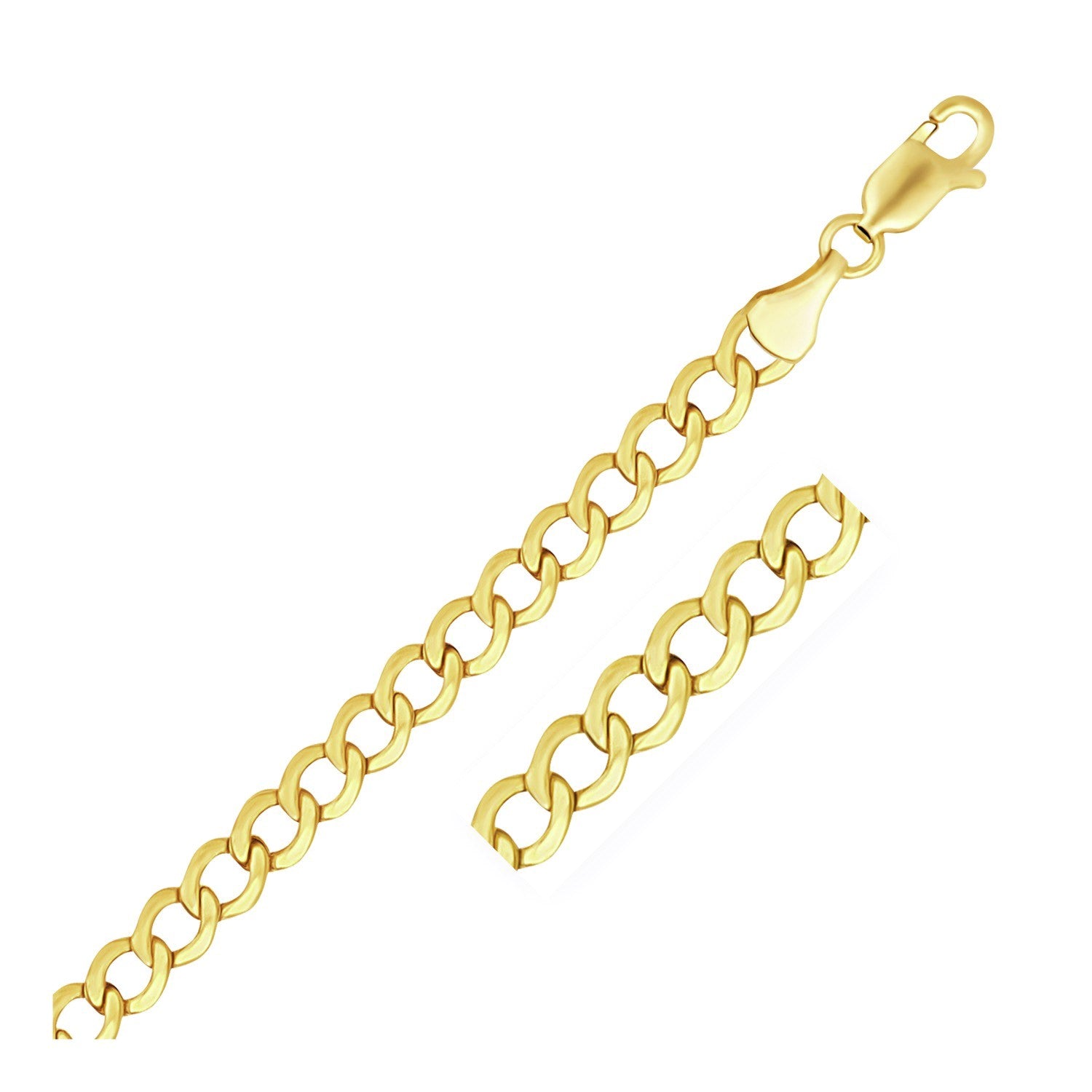 10k yellow gold curb chain with a lobster clasp.