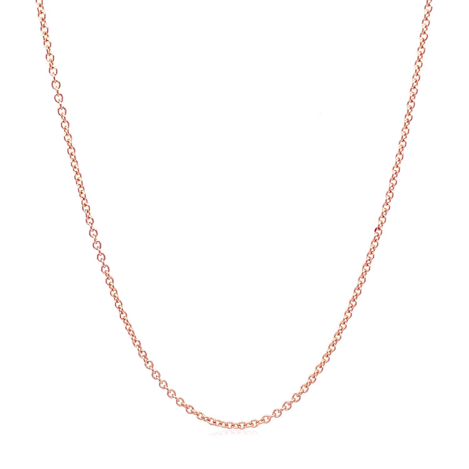14k rose gold round cable link chain.