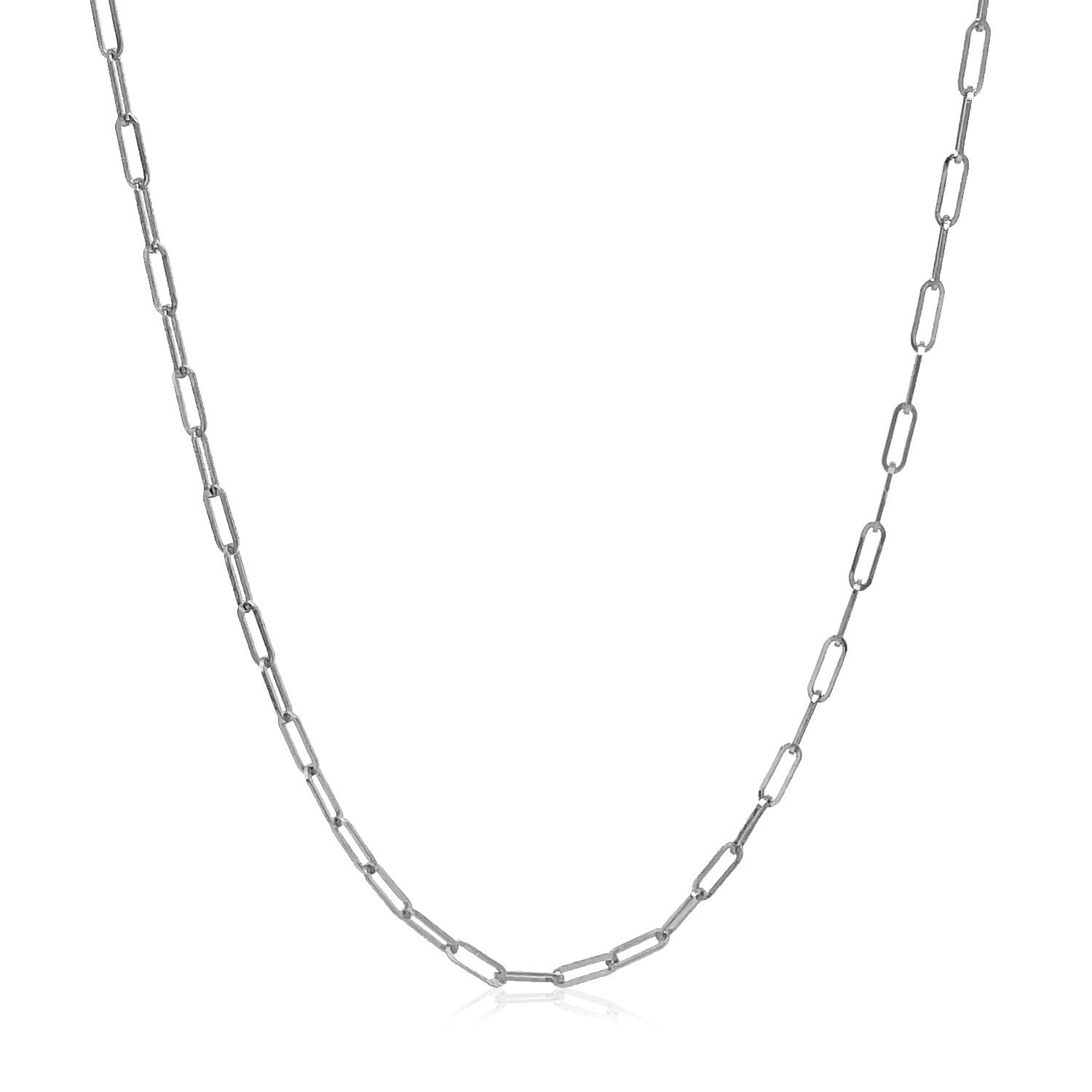 14k white gold adjustable paperclip chain, 1.50 mm wide.