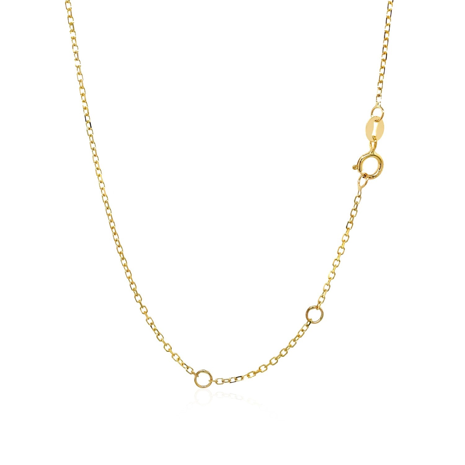 14k yellow gold 17-inch link chain necklace with a spring ring clasp.