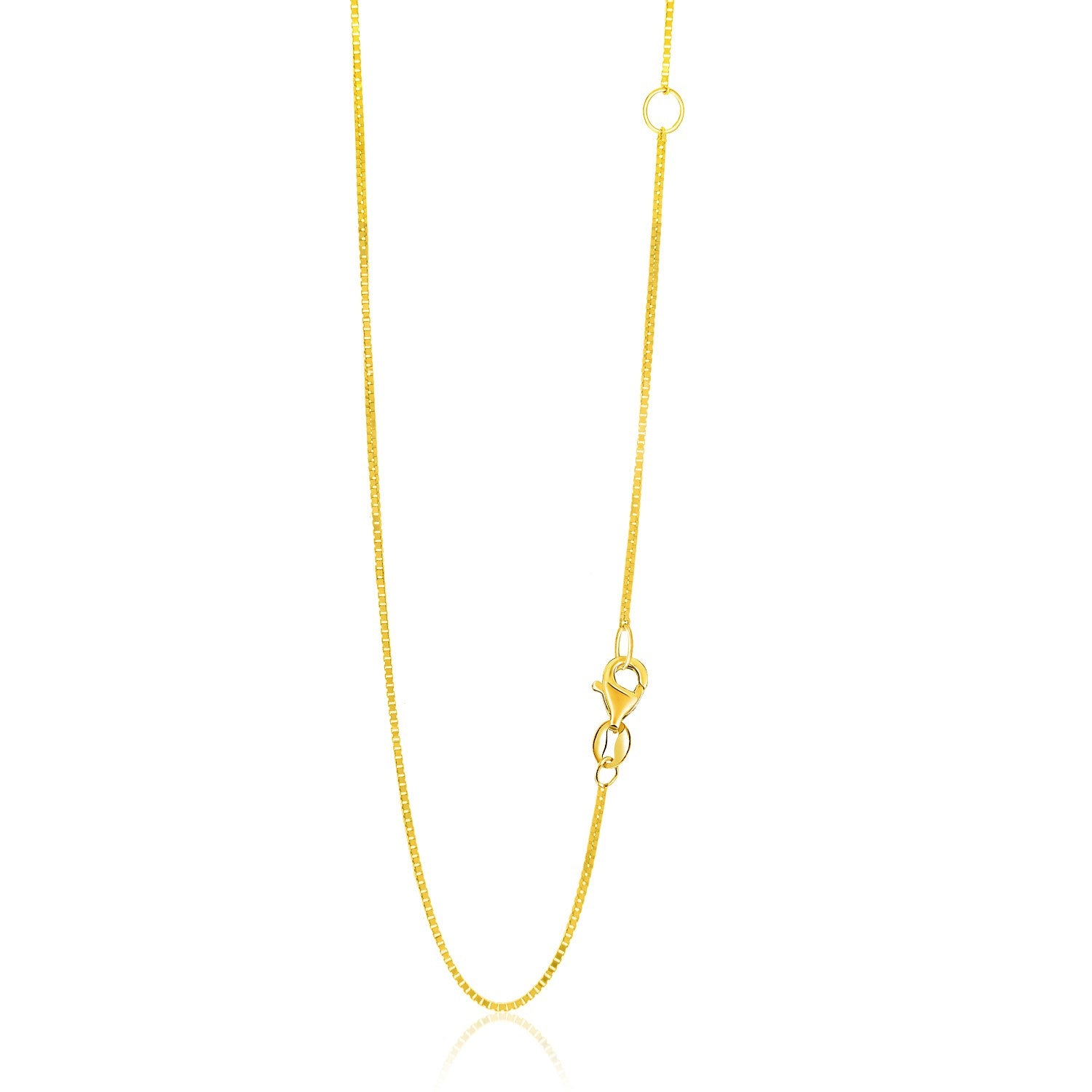 14k yellow gold adjustable box chain with a lobster clasp.