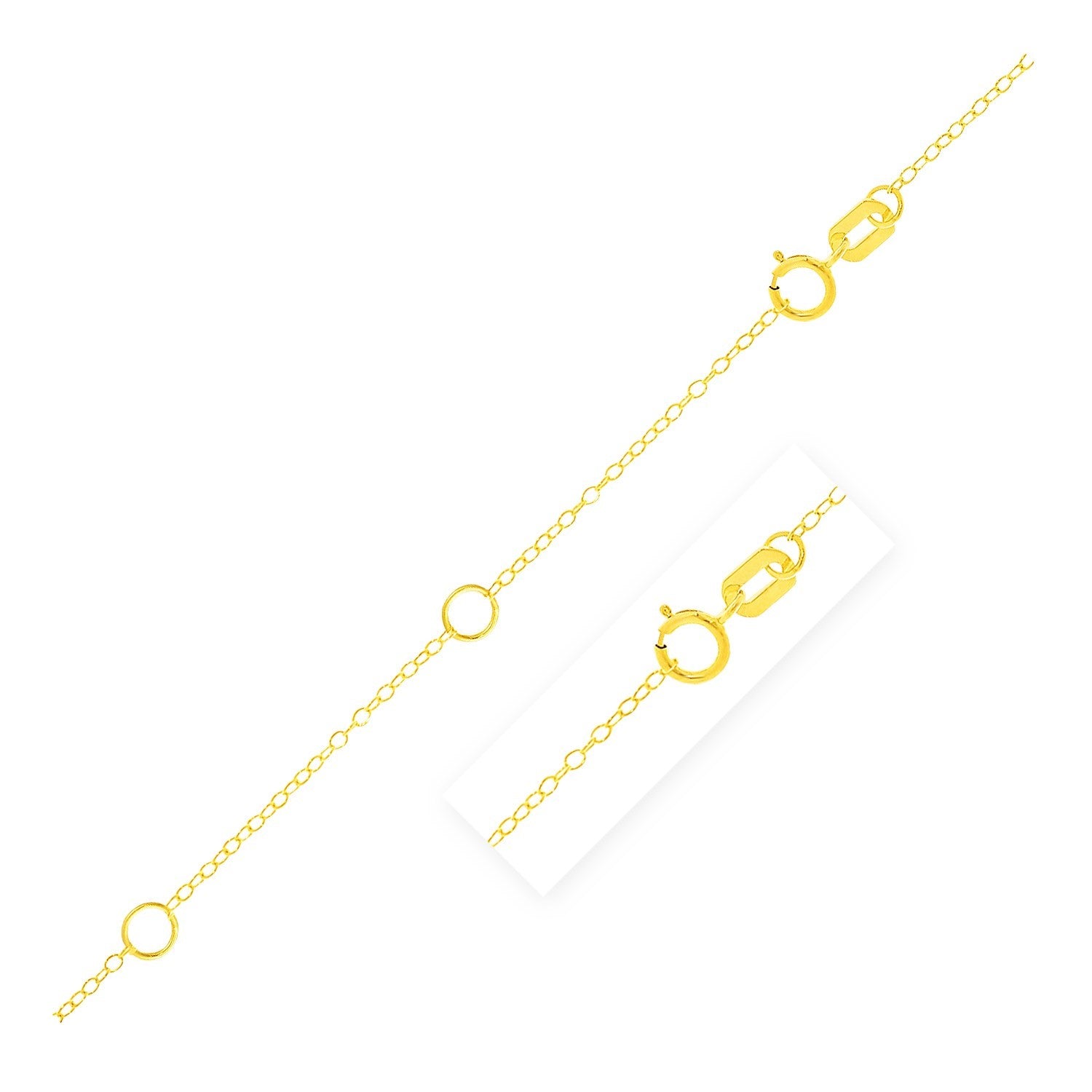A 10k yellow gold double extendable piatto chain with a spring ring clasp.
