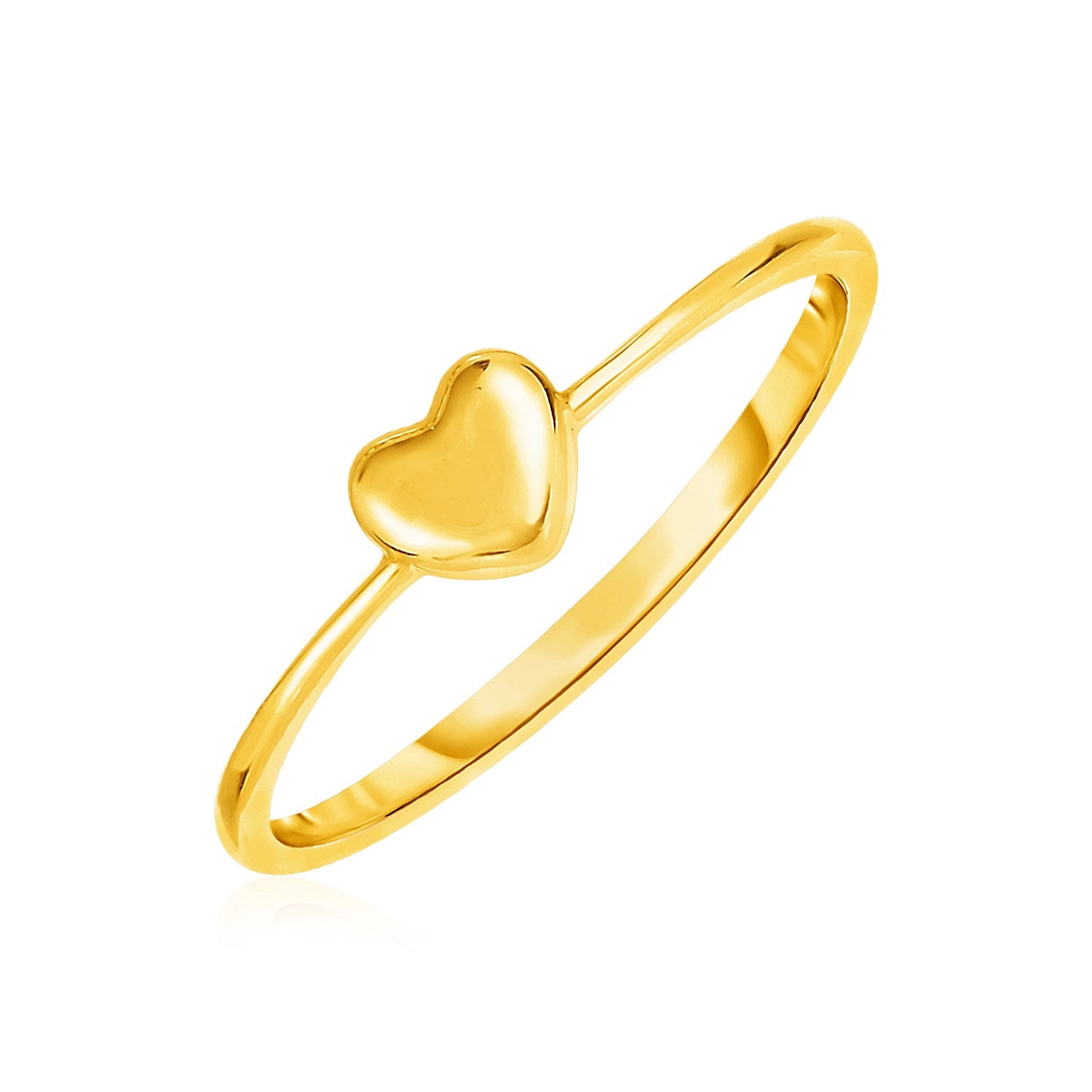 14k yellow gold ring featuring a single puffed heart.