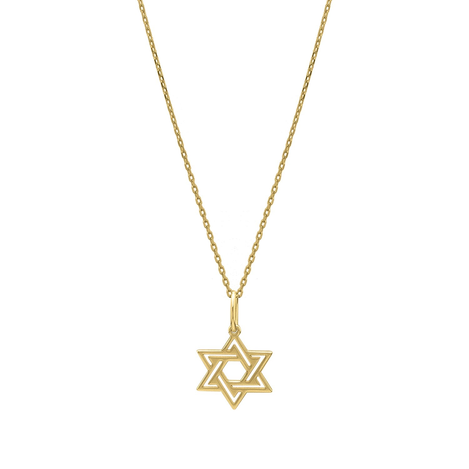 14K yellow gold Star of David pendant on a cable chain.