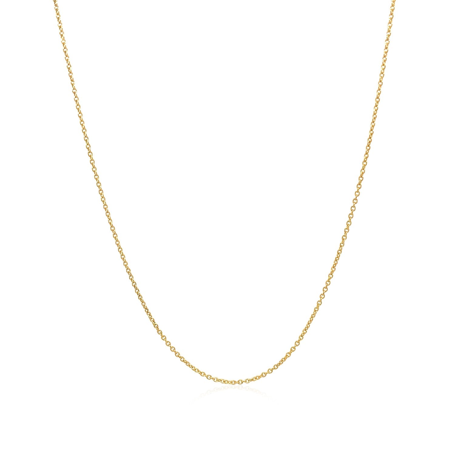 14k yellow gold oval cable link chain with a lobster clasp.