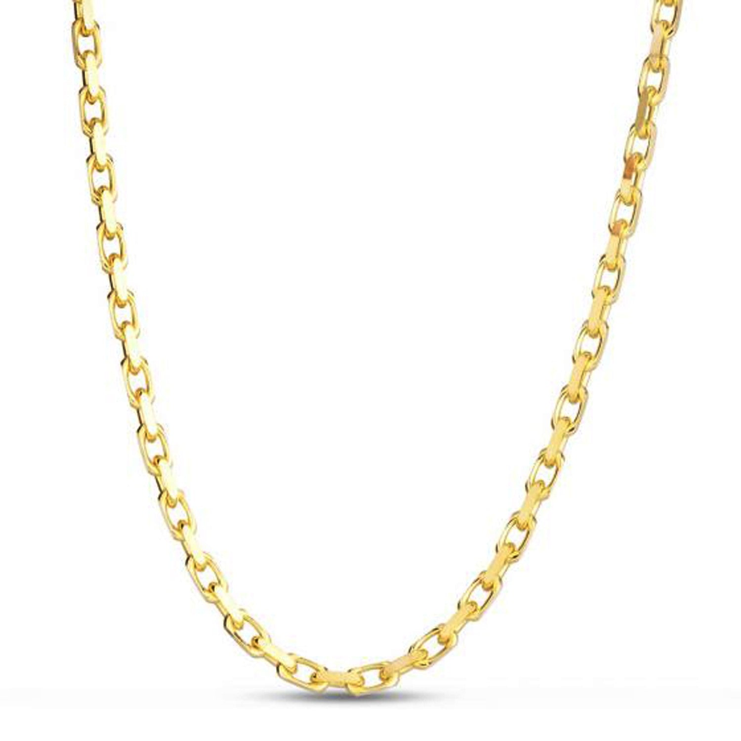 14k yellow gold French cable link chain, 3.60 mm wide, on a white background.