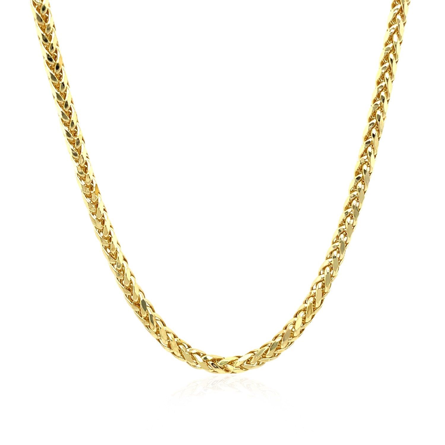 A 14k yellow gold lite diamond cut round Franco chain.