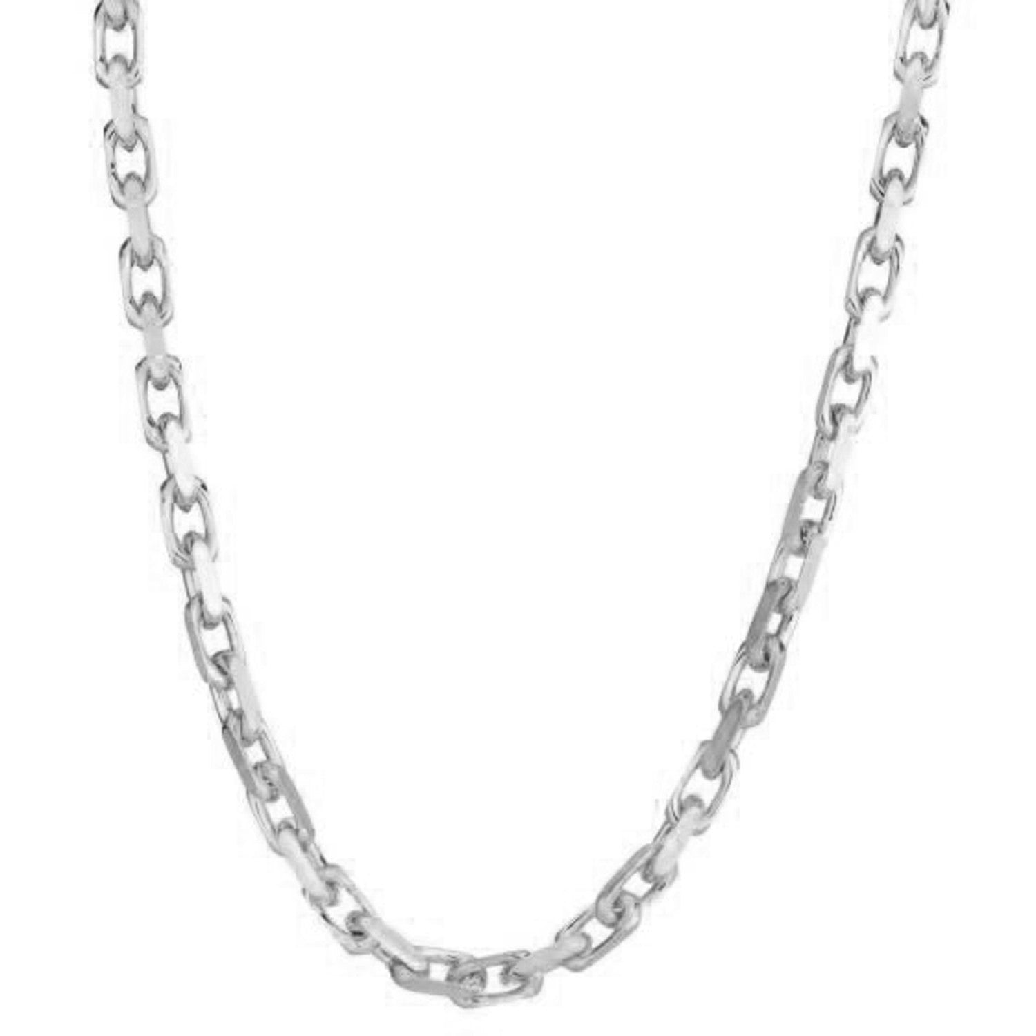 A 14k white gold French cable link chain, 4.80 mm wide.