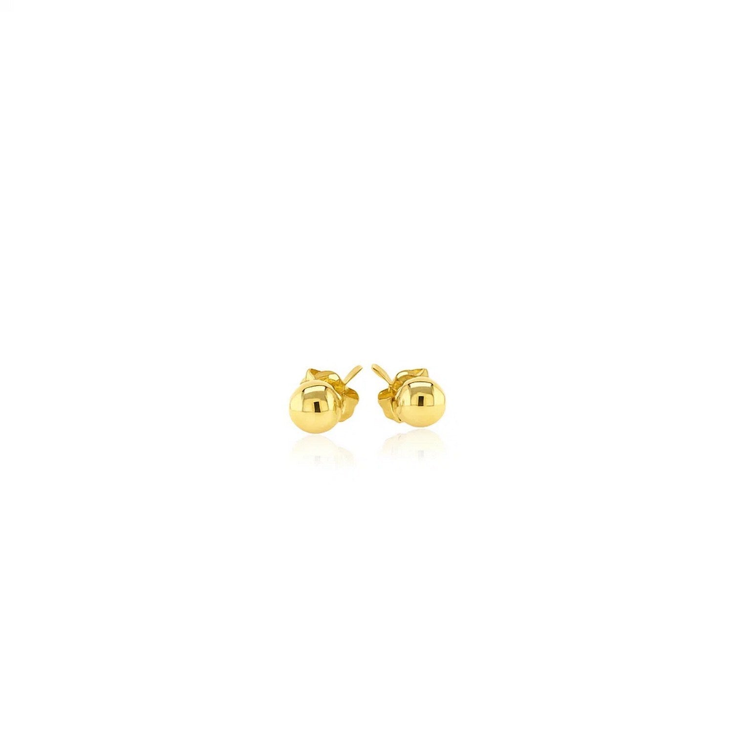 10k yellow gold ball style stud earrings with a push back closure.
