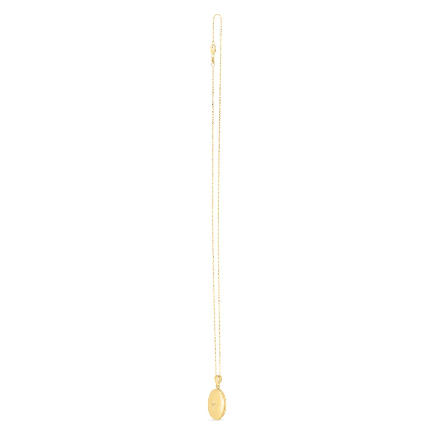 14k yellow gold oval North Star locket necklace with a diamond accent.