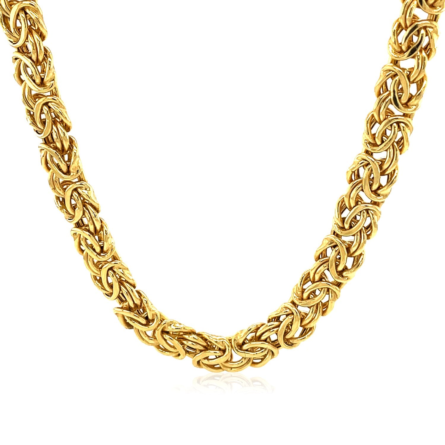 14k yellow gold Byzantine chain necklace.