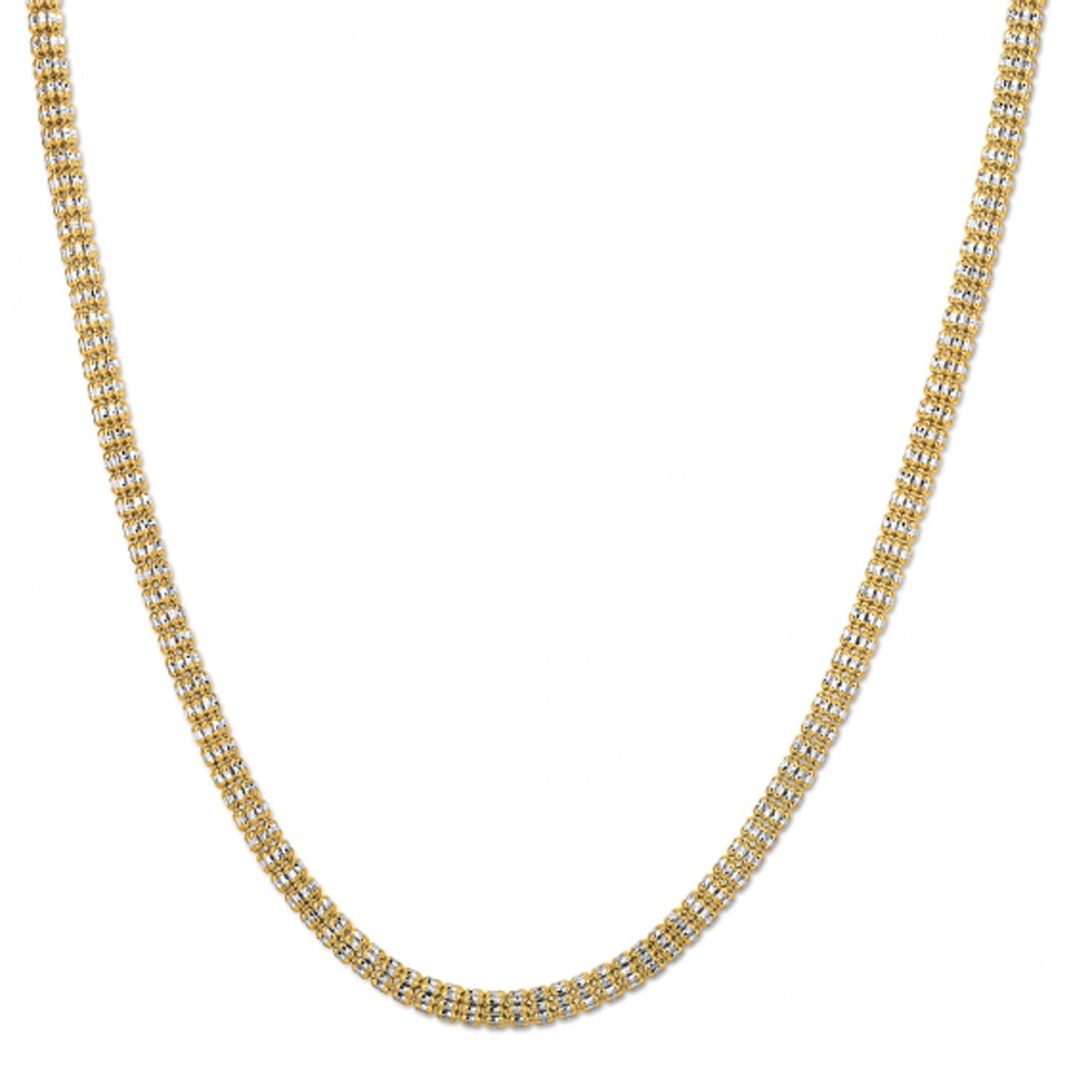 A 14k yellow gold ice barrel chain, 4.25 mm wide, with a lobster clasp.