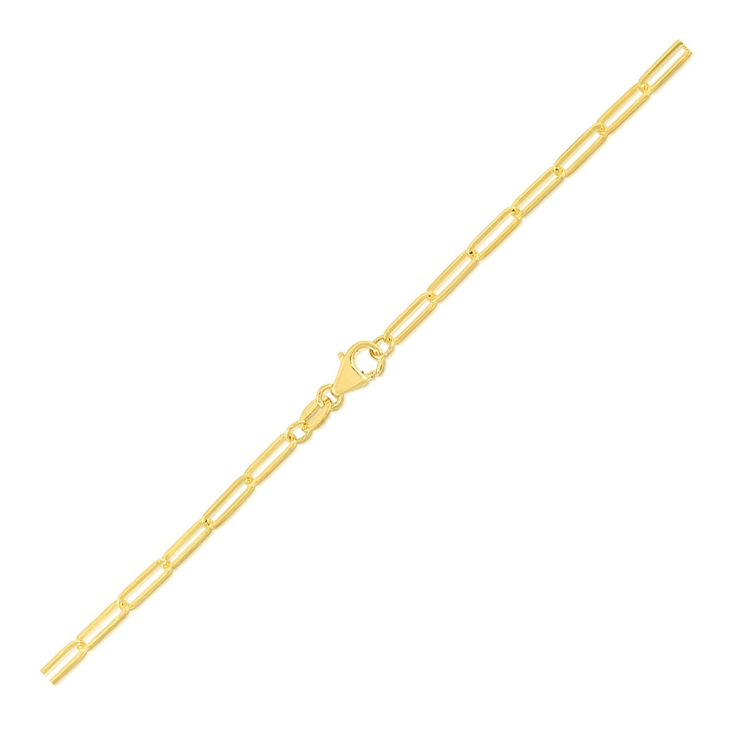 A 10K yellow gold paperclip bracelet with a lobster clasp.