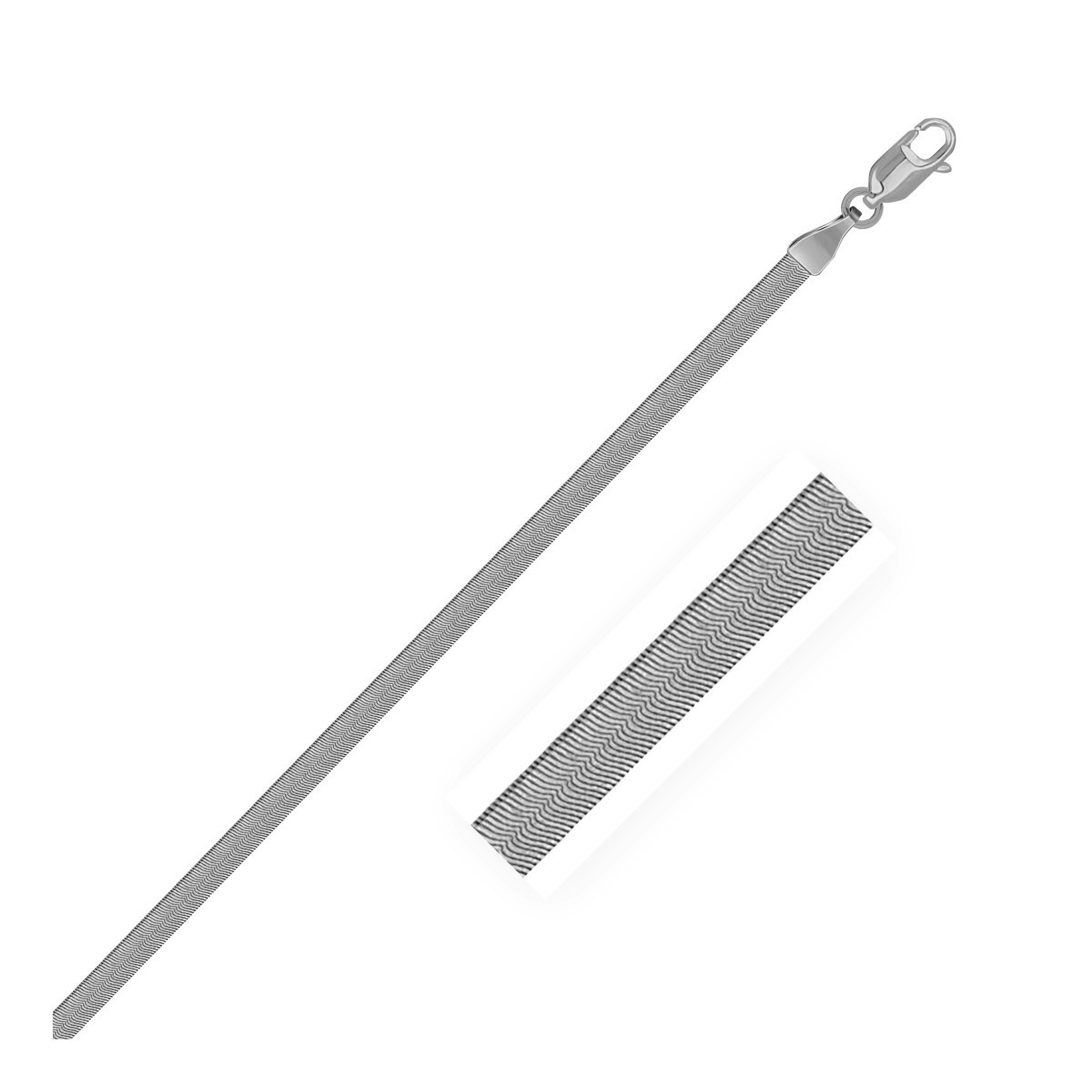 14k white gold super flex herringbone chain with a lobster clasp.