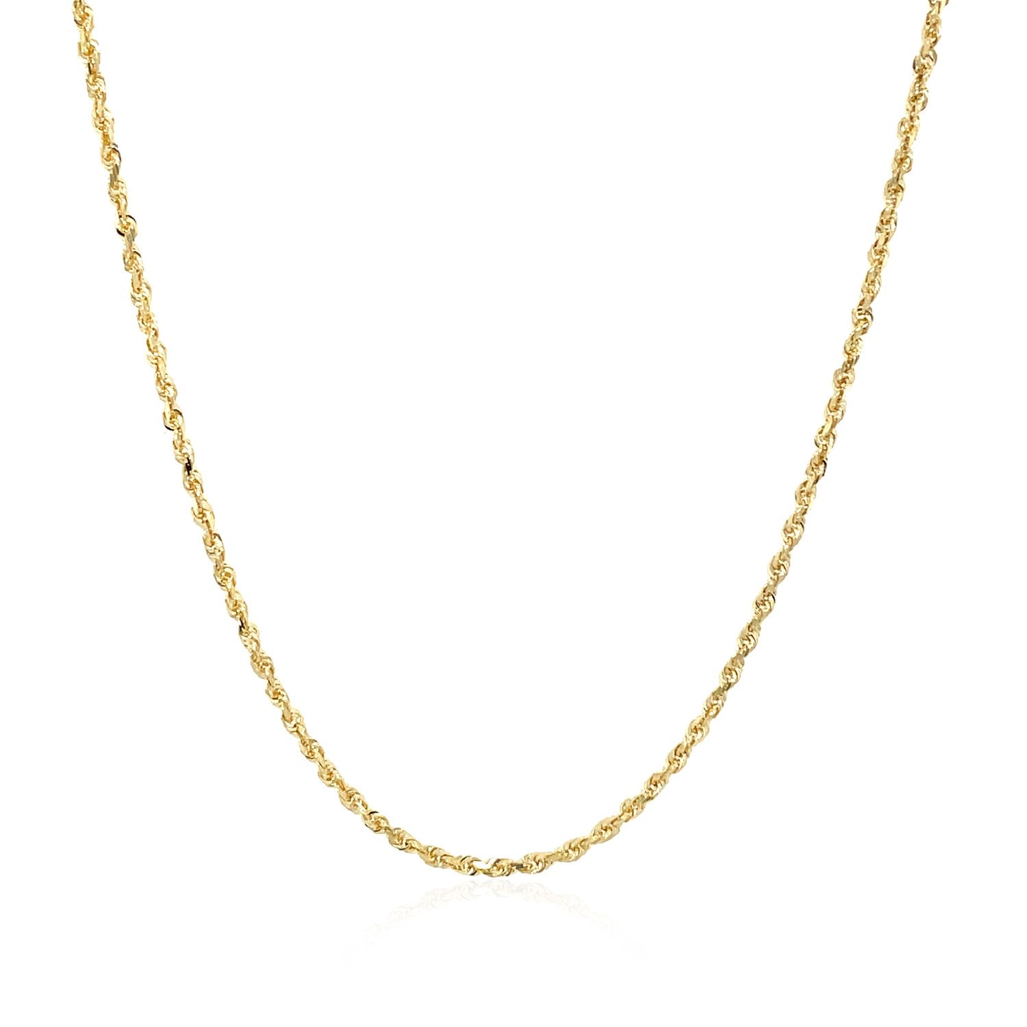 A 10k yellow gold solid diamond cut rope chain.