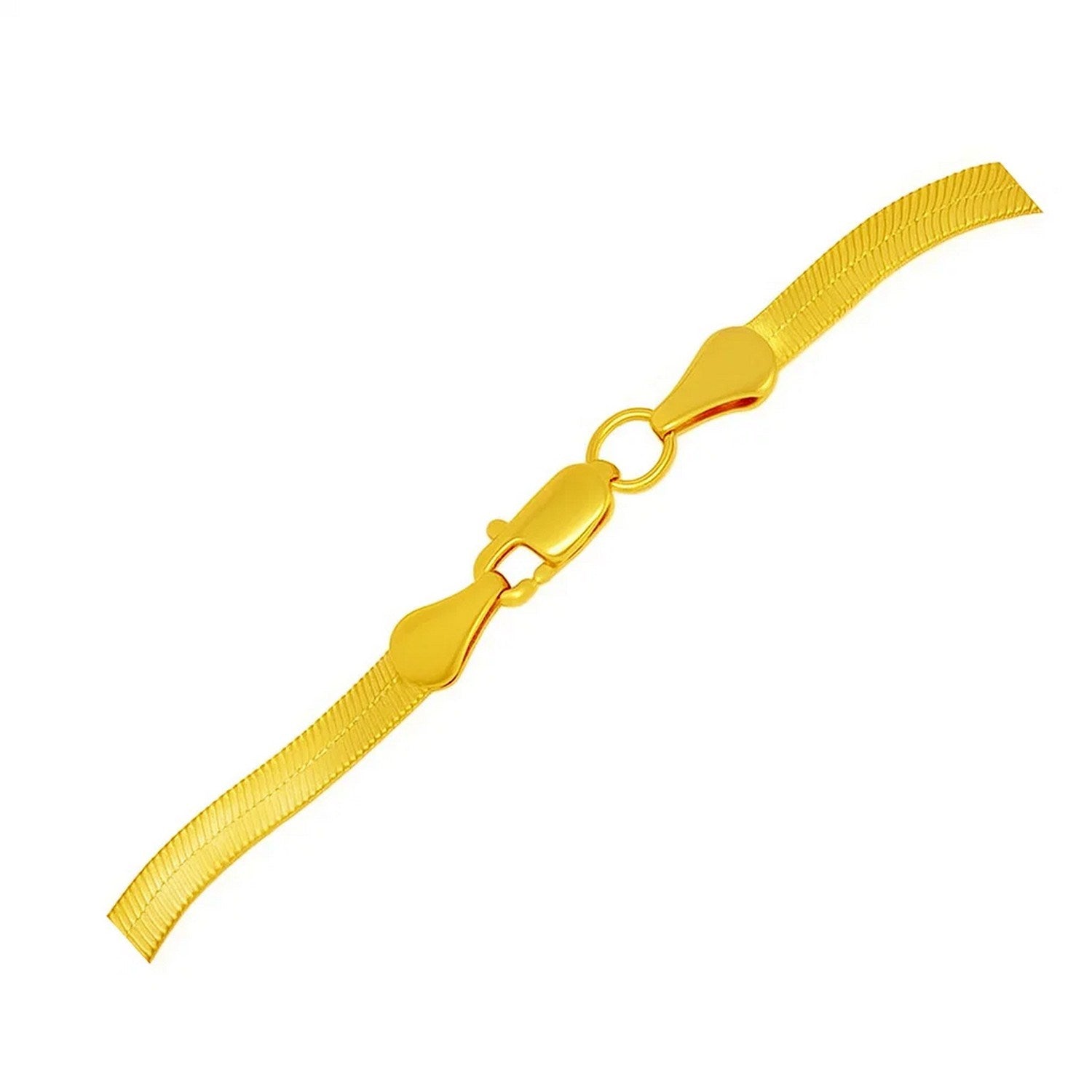 14k yellow gold super flex herringbone bracelet with a lobster clasp.