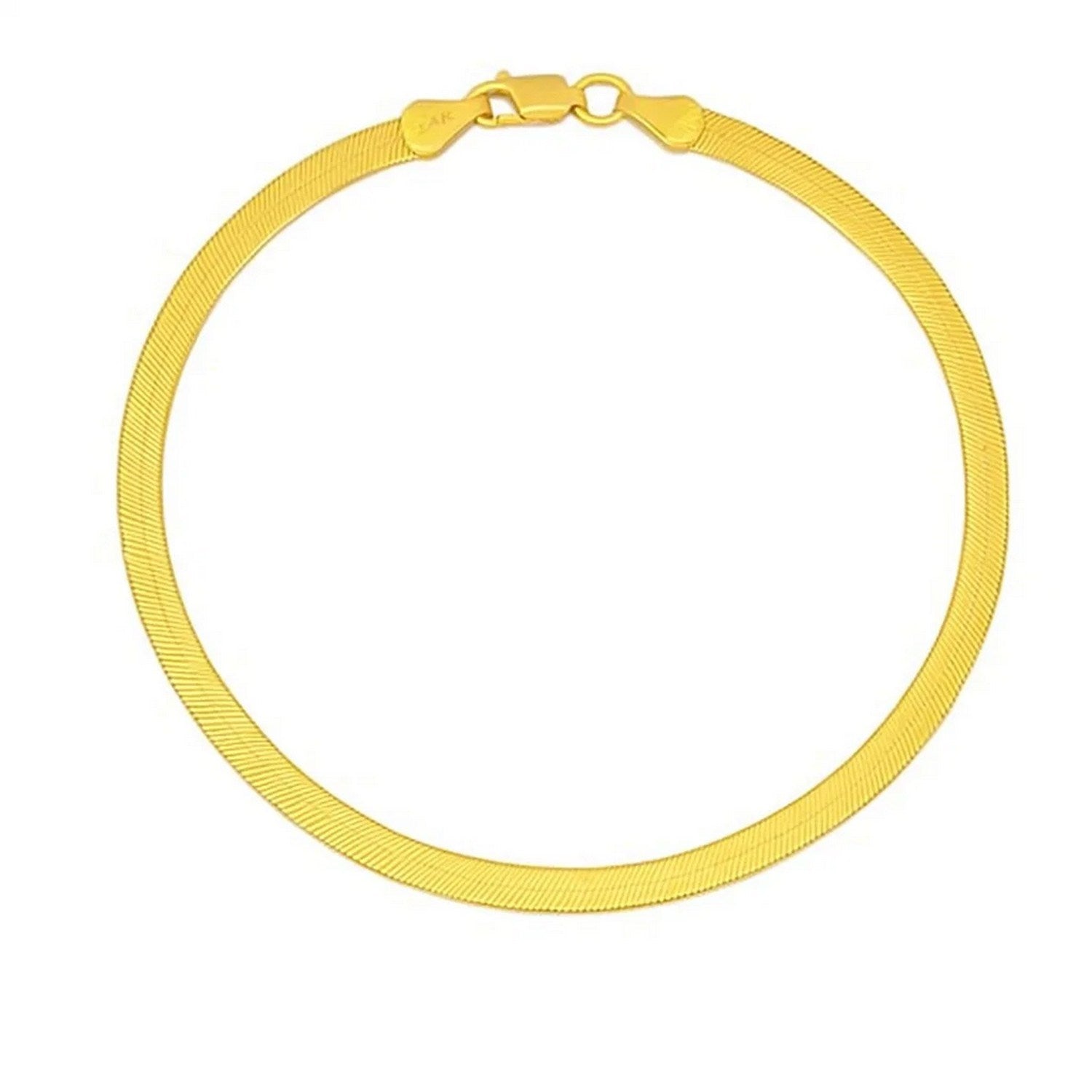 14k yellow gold super flex herringbone bracelet with a lobster clasp.