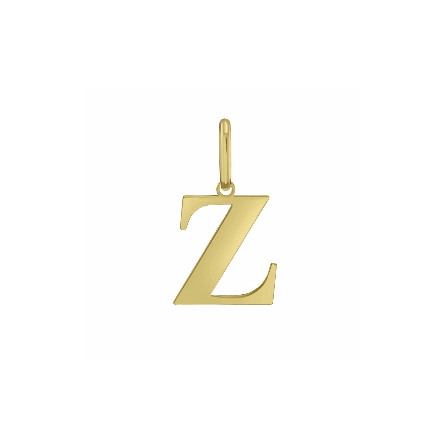 14K yellow gold initial Z charm pendant with a polished finish.