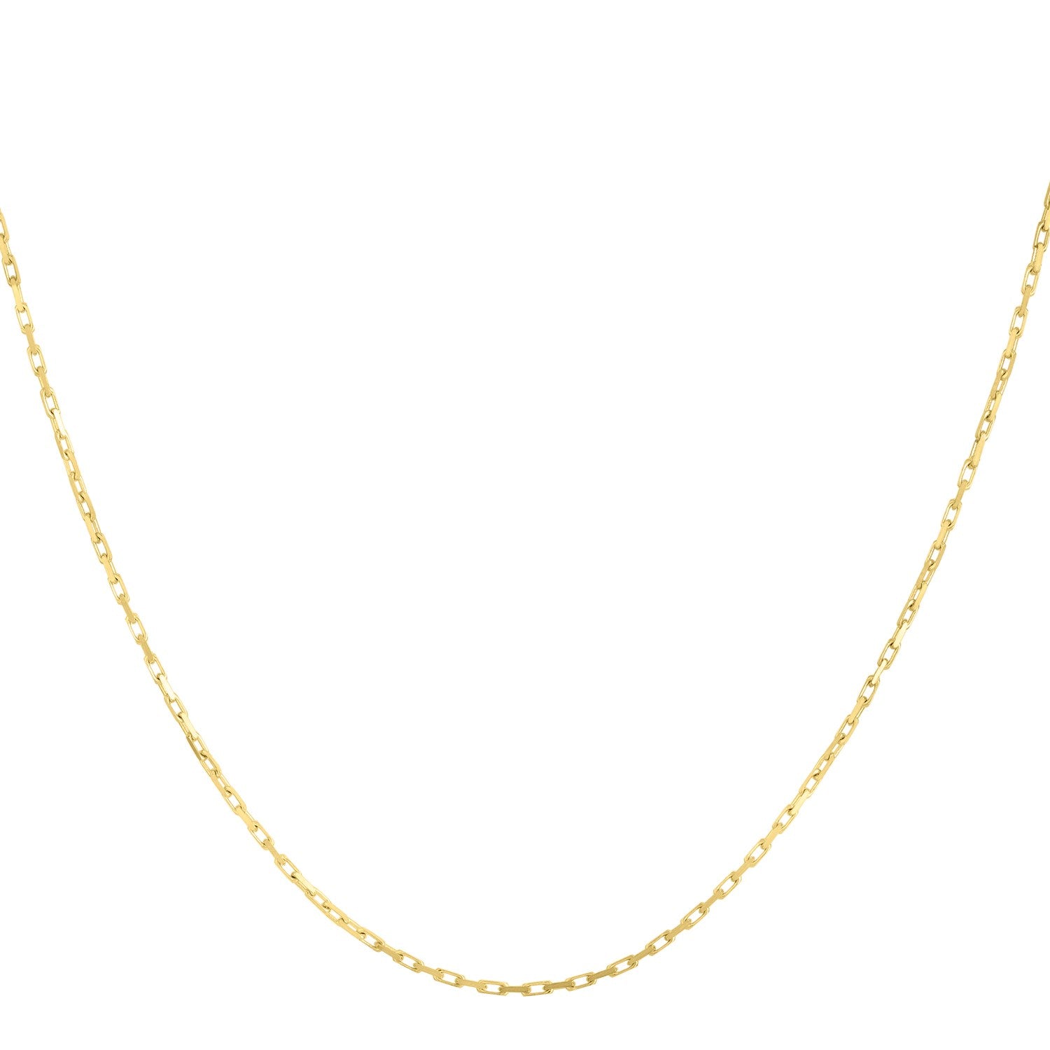 A 14k yellow gold French cable chain with a lobster clasp.