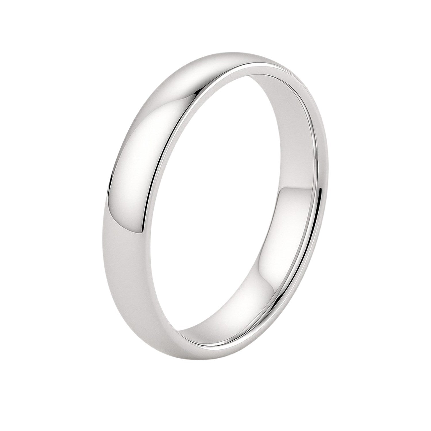 14k white gold comfort fit wedding band, 4.00 mm wide.