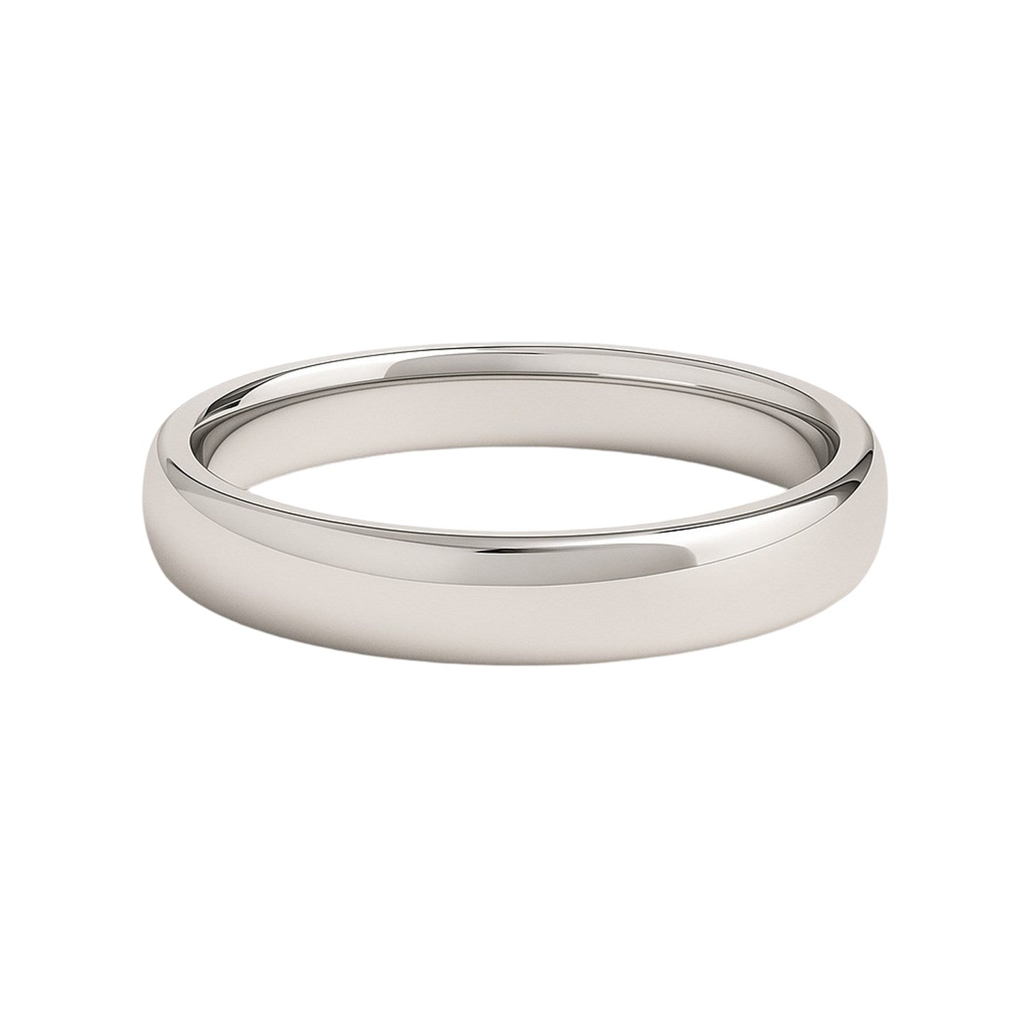 A polished 14k white gold comfort fit wedding band, 4.00 mm wide.