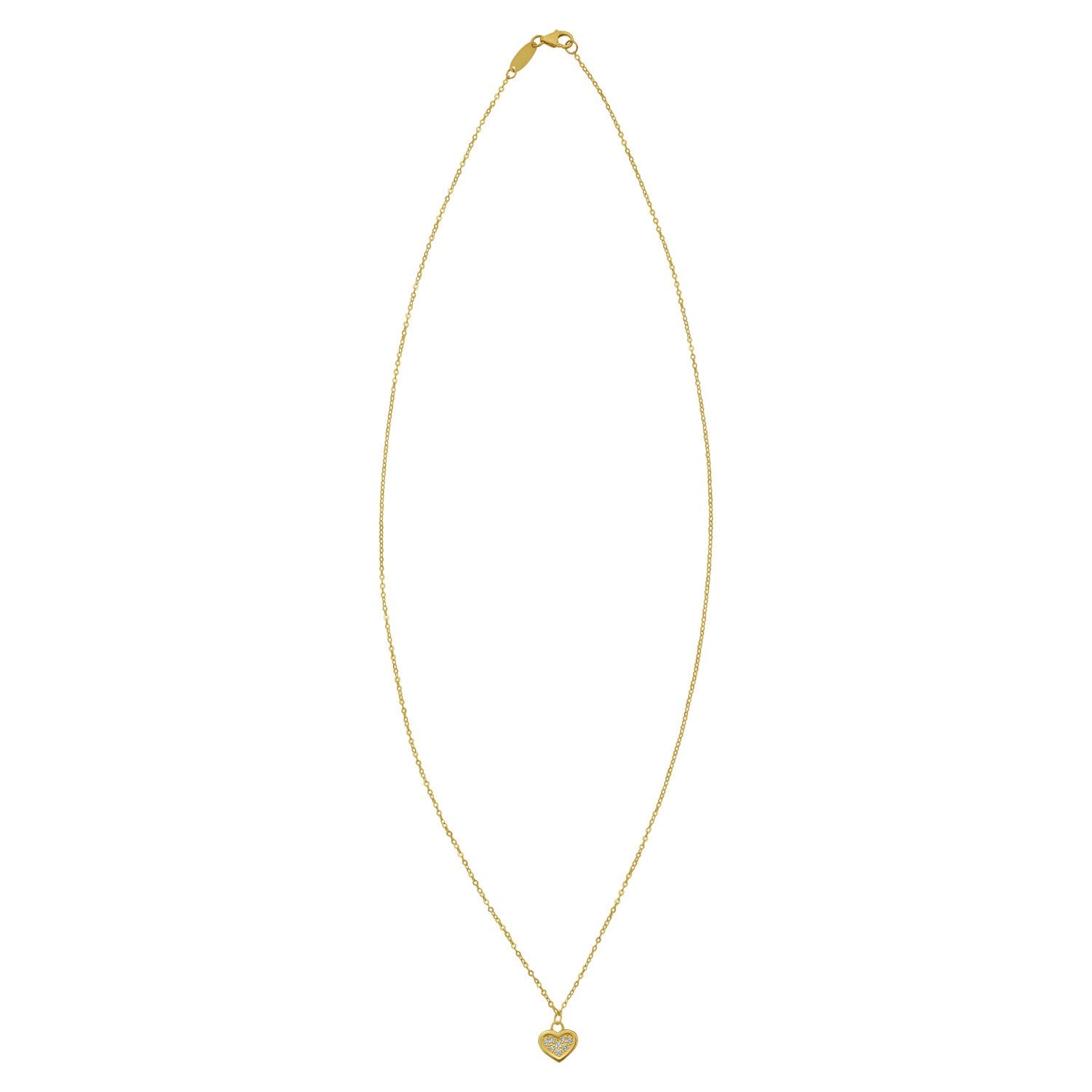 Elegant 14K yellow gold rope chain necklace with a heart-shaped pendant.