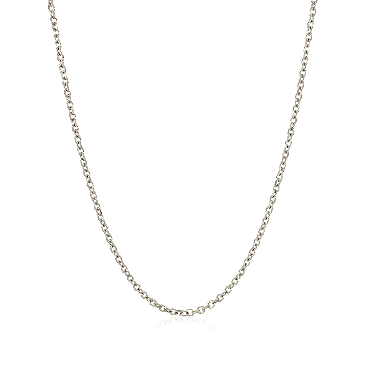 An 18k white gold diamond-cut cable link chain.