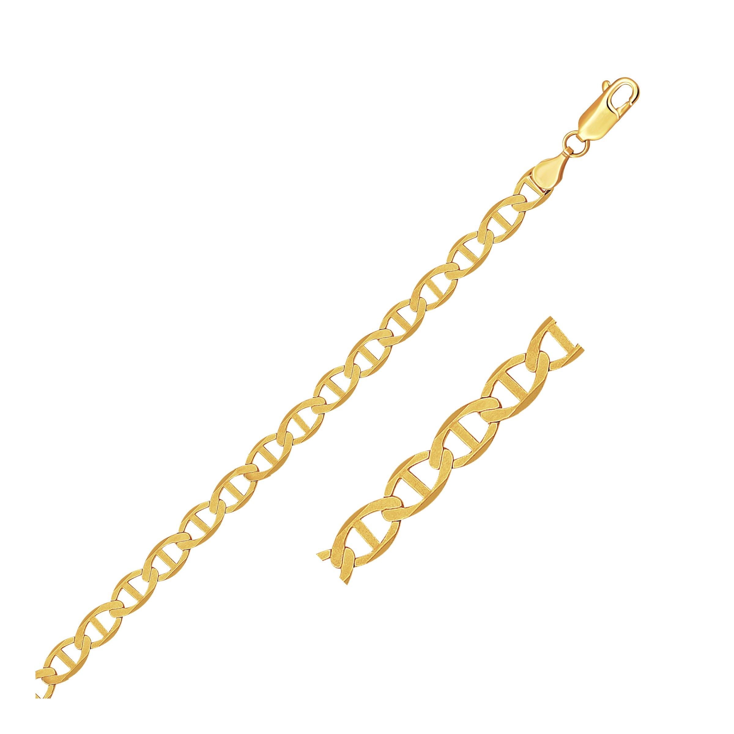 10k yellow gold mariner link bracelet with a lobster clasp.