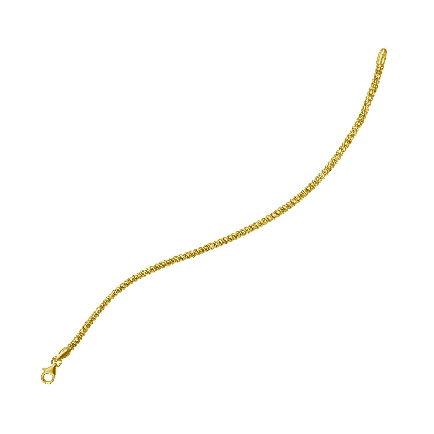 14K yellow gold sparkle spring chain bracelet with a lobster clasp.