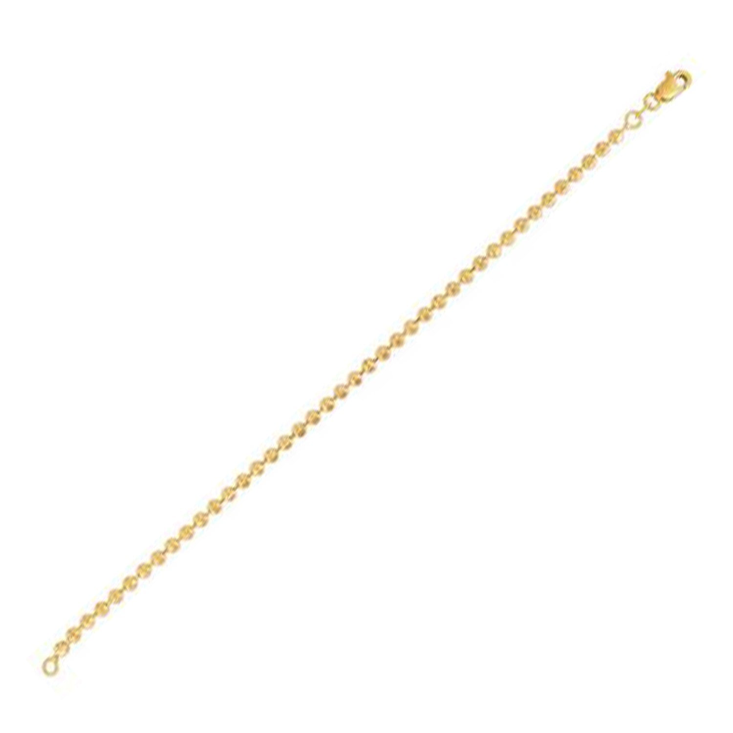 14k yellow gold moon cut bead chain bracelet with a lobster clasp.