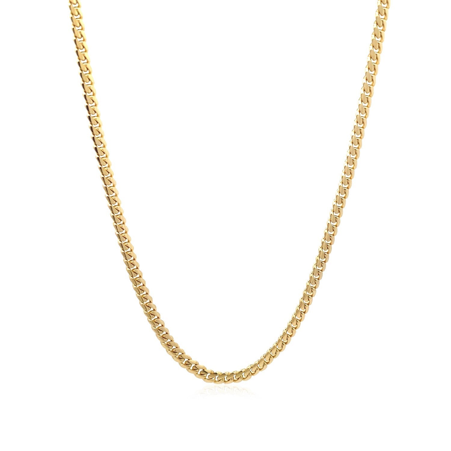 A 10k yellow gold classic solid Miami Cuban chain.