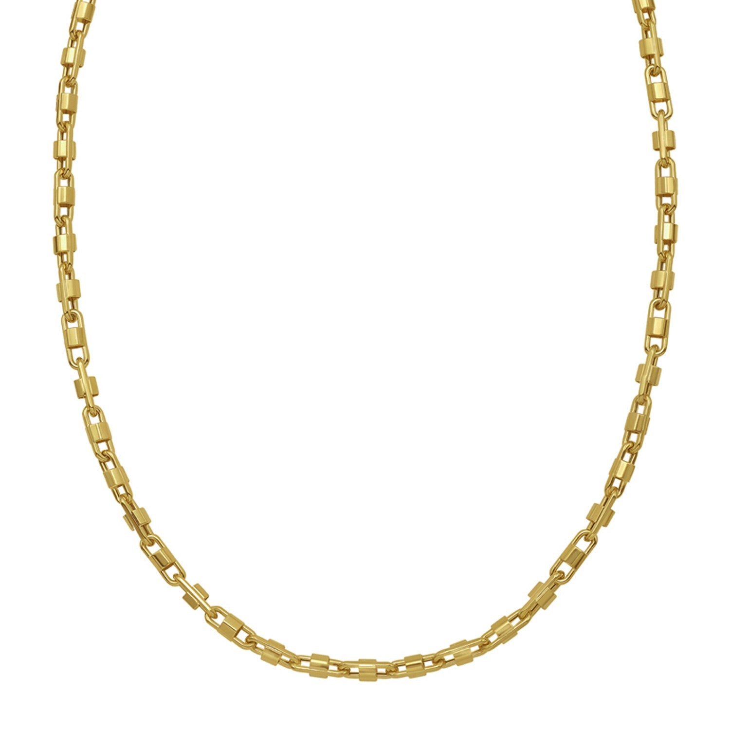 14K yellow gold square Byzantine chain necklace.