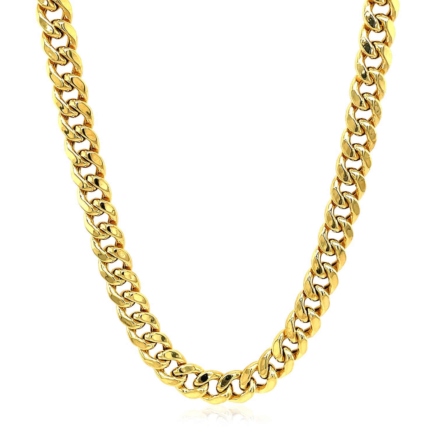 14k yellow gold semi-solid Miami Cuban chain, 5.00 mm wide.