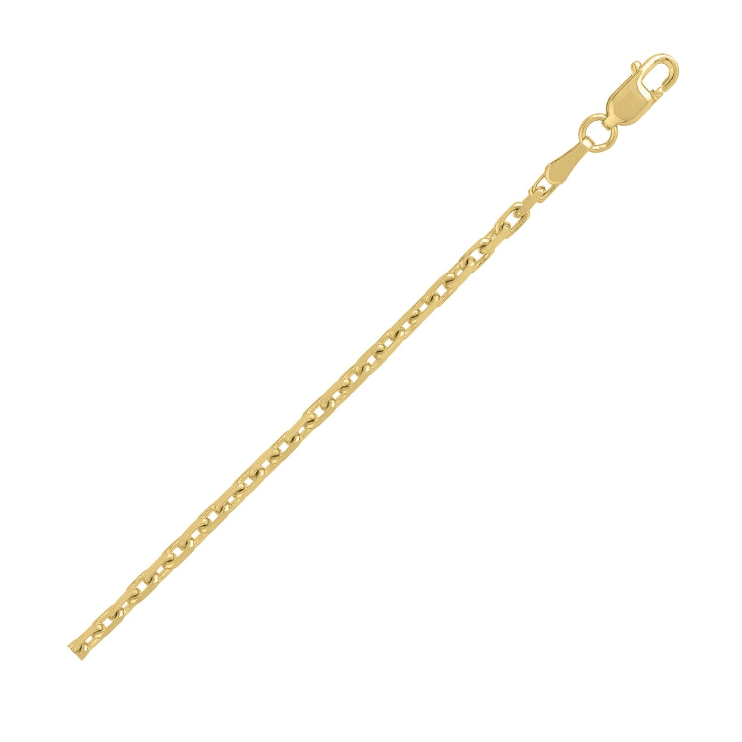 A 14k yellow gold French cable chain with a lobster clasp.