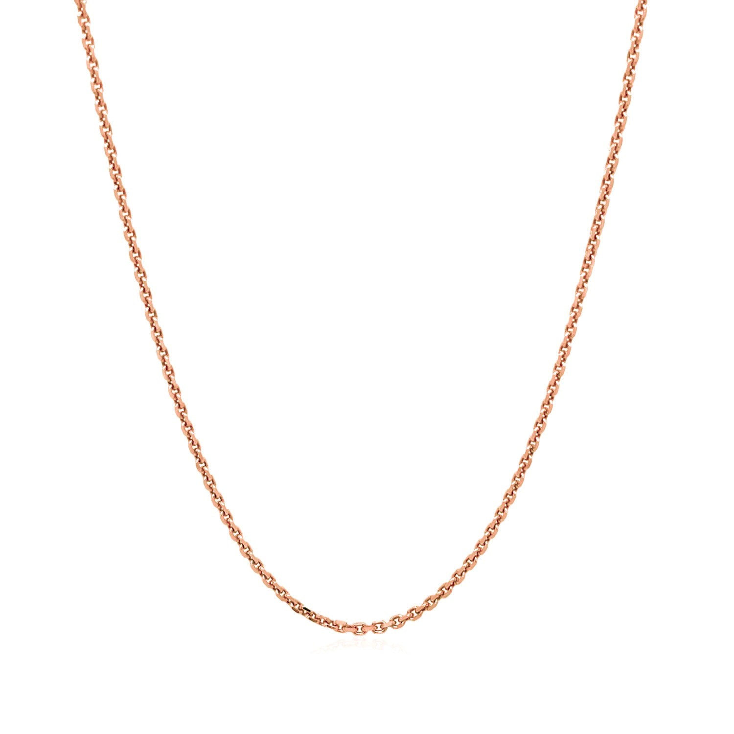 14k rose gold diamond cut cable link chain.