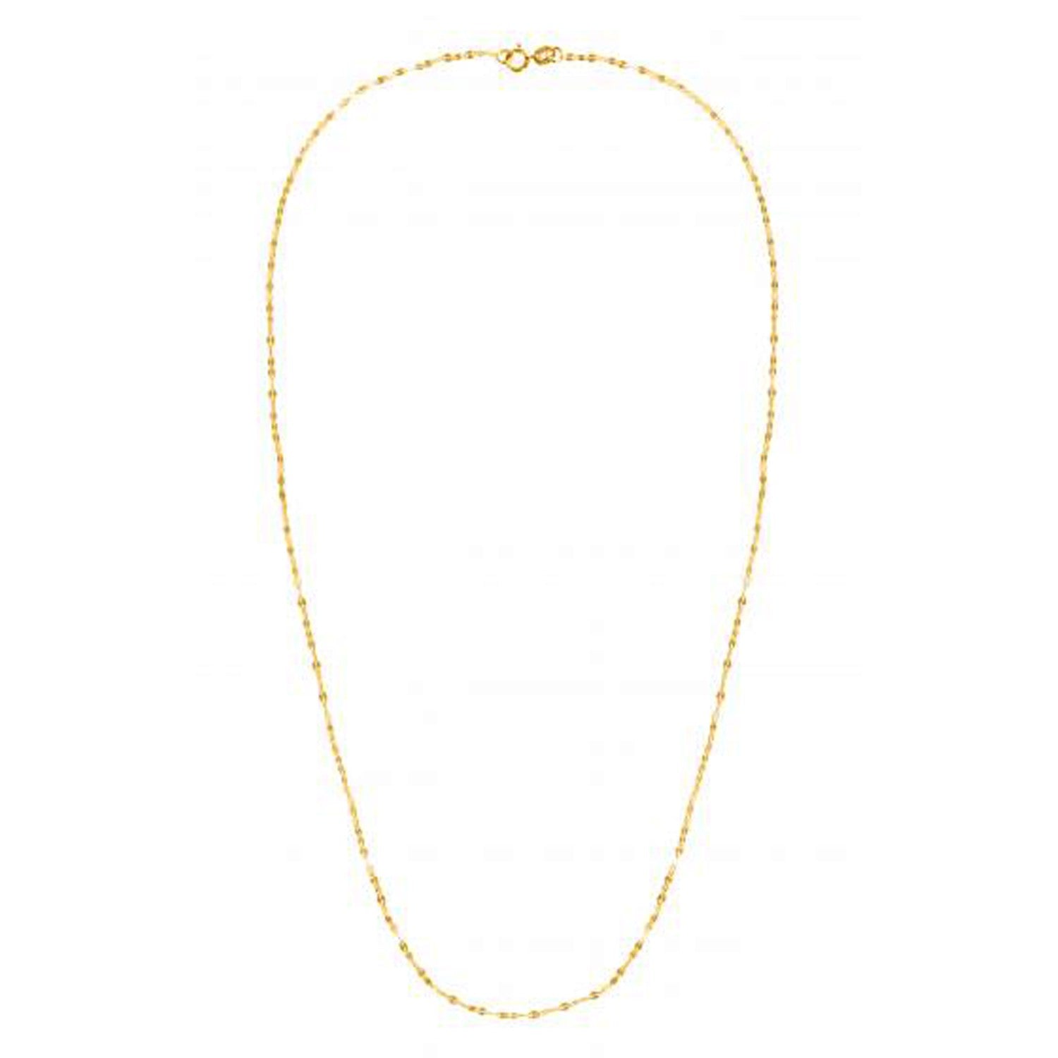 14k yellow gold alternate Valentino chain with a spring ring clasp.