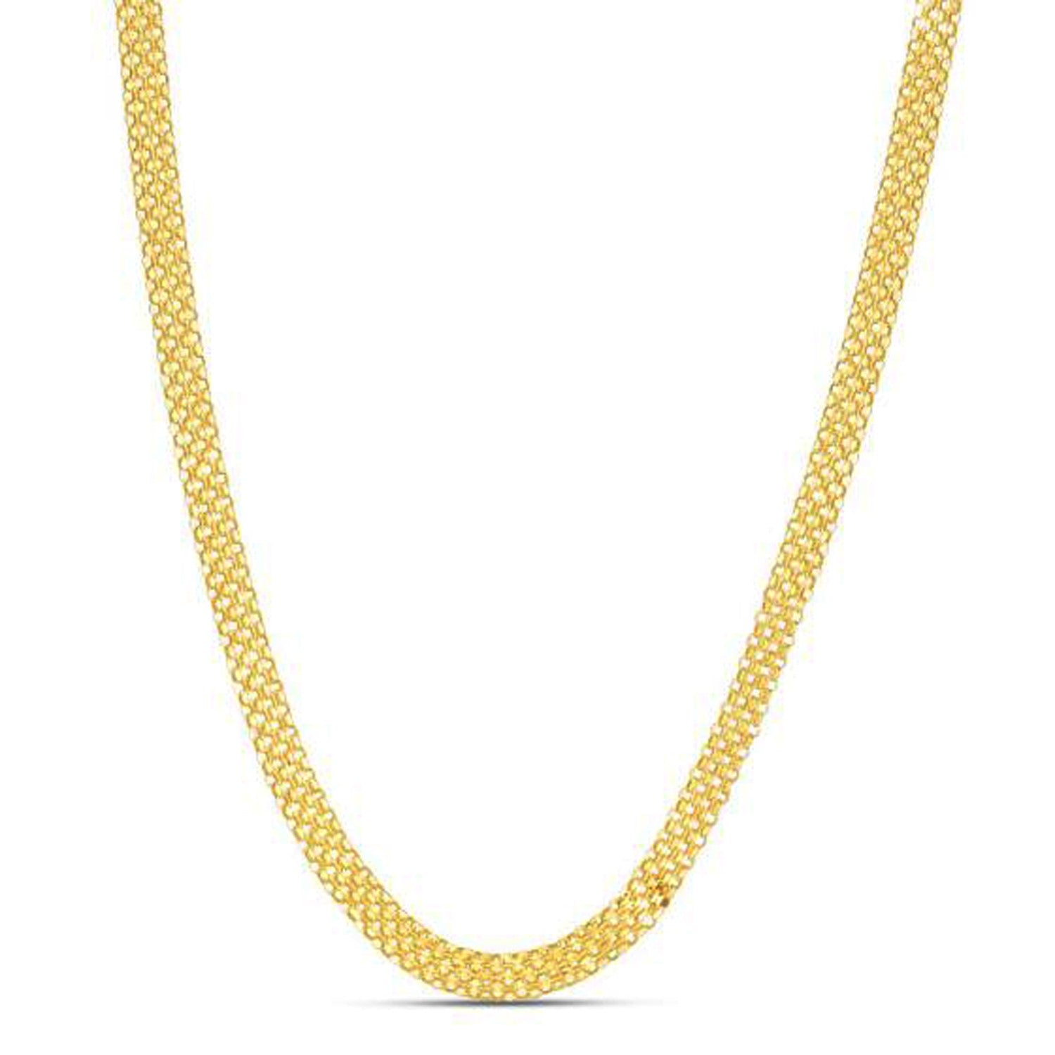 A 14k yellow gold Bismark chain, 4.70 mm wide, forms a U-shape.